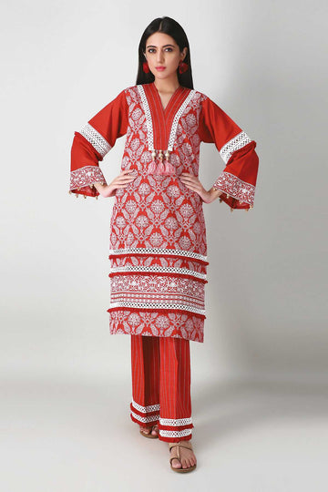 Khaadi Jlk20405 Red Winter Collection 2020